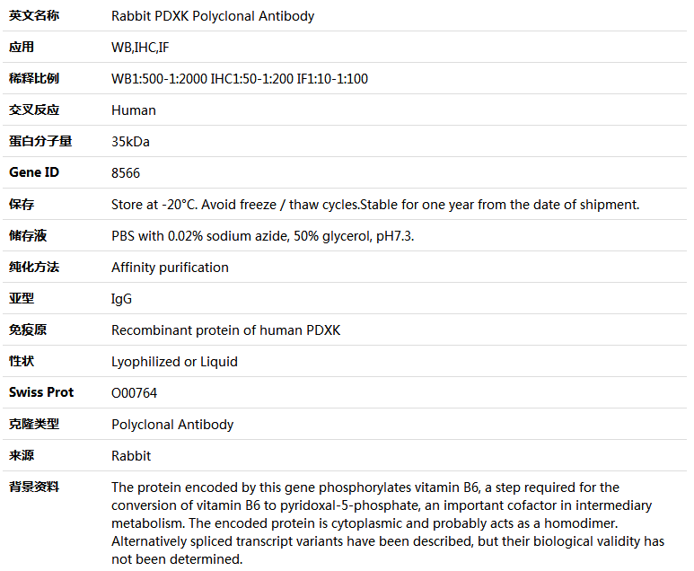 PDXK Antibody,索莱宝,K004714P-50ul