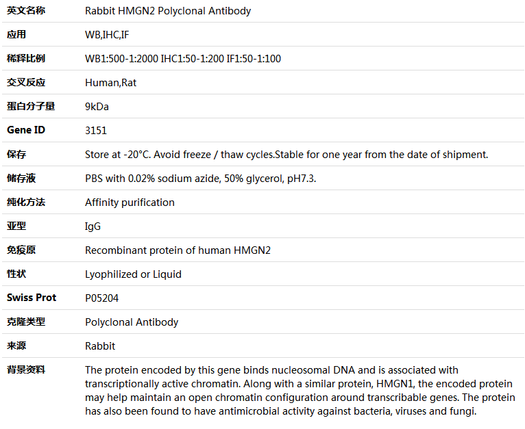 HMGN2 Antibody,索莱宝,K004352P-50ul
