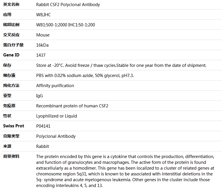 CSF2 Antibody,索莱宝,K004336P-50ul
