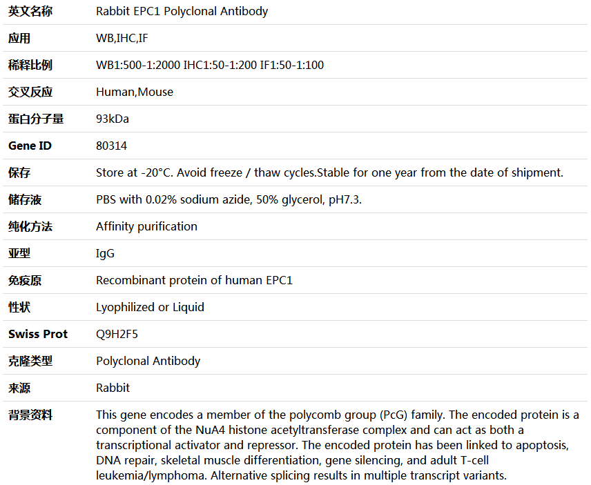 EPC1 Antibody,索莱宝,K004224P-50ul