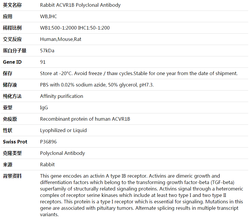 ACVR1B Antibody,索莱宝,K004004P-100ul