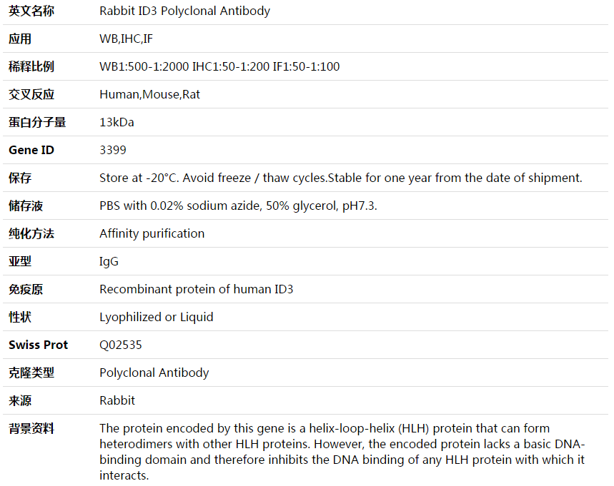 ID3 Antibody,索莱宝,K003952P-50ul