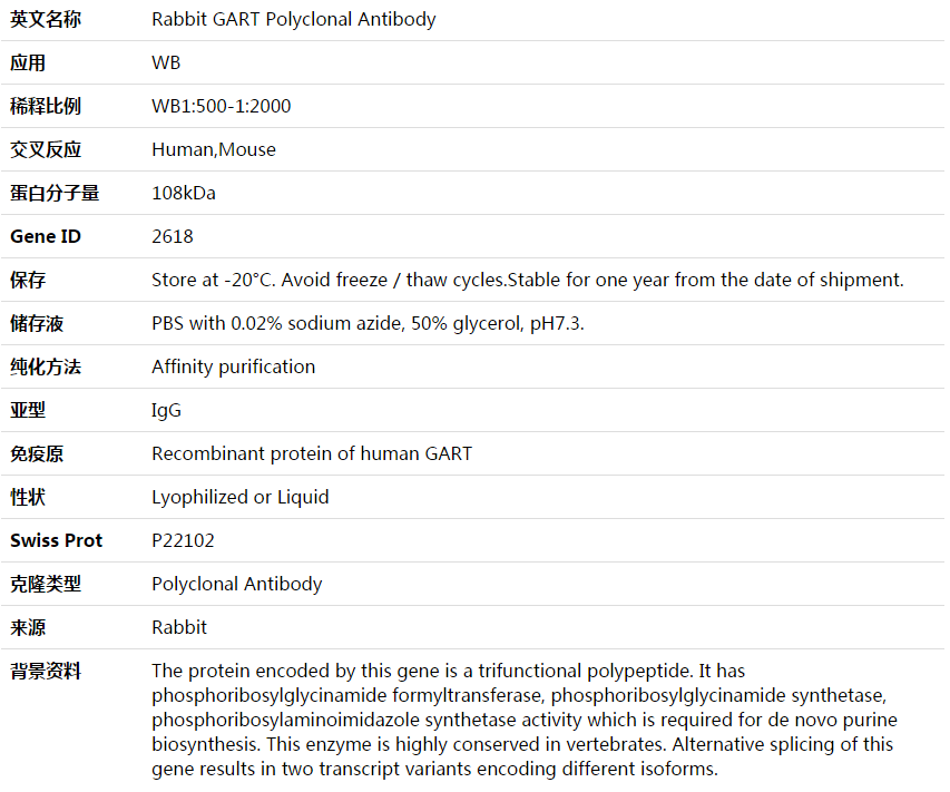 GART Antibody,索莱宝,K003718P-100ul