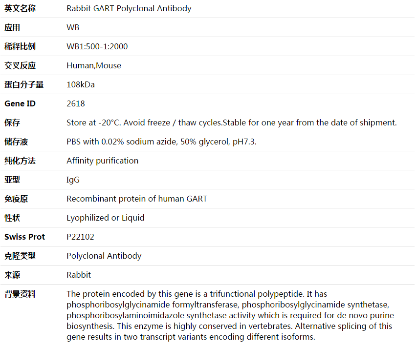 GART Antibody,索莱宝,K003718P-50ul