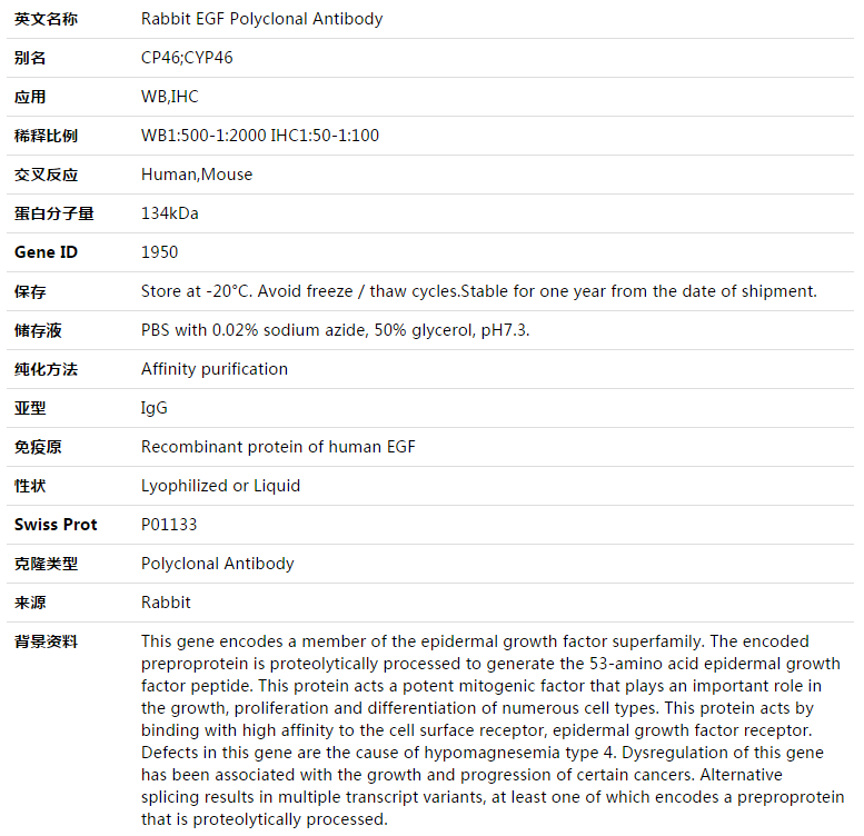 EGF Antibody,索莱宝,K003467P-30ul