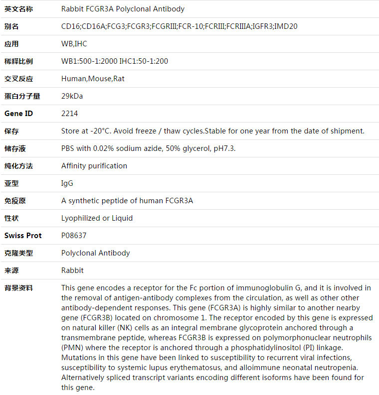 FCGR3A Antibody,索莱宝,K003411P-30ul