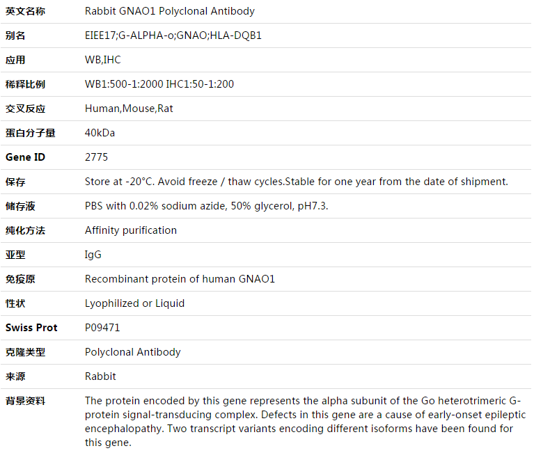 GNAO1 Antibody,索莱宝,K003377P-50ul