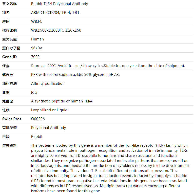 TLR4 Antibody,索莱宝,K003354P-100ul